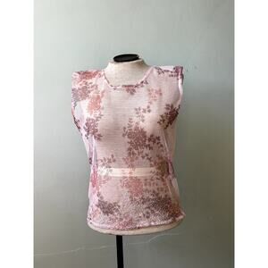 90s Vintage Metallic Floral Mesh Sleeveless Top by Dimension - Size Small